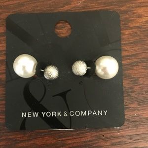 Pearl & silver stud double sided earnings